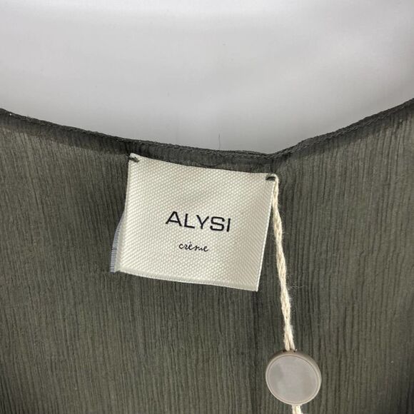Alysi green cream bottom sleeveless pleat shift mini dress NWT Womens 4 - Picture 3 of 7